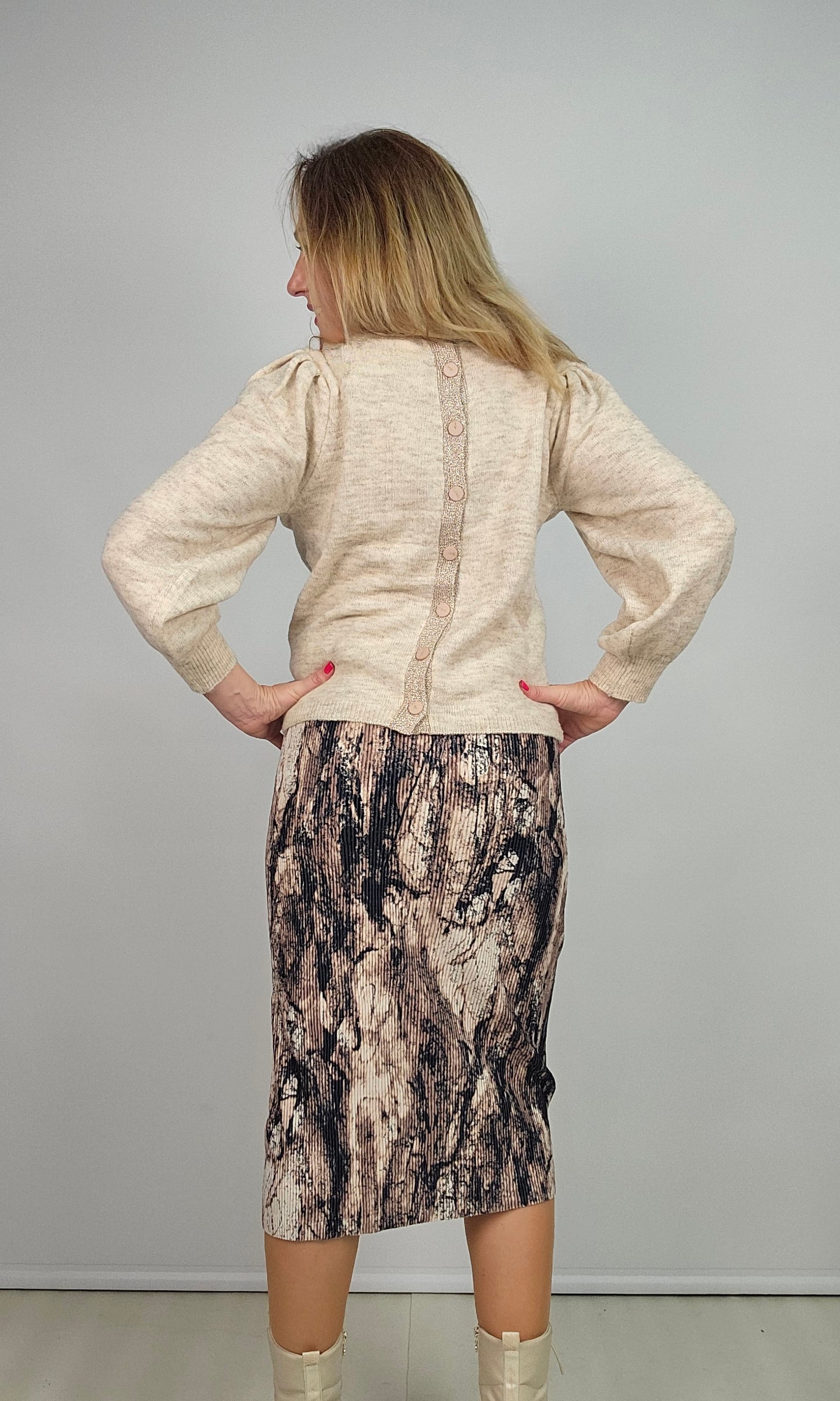 Falda midi efecto pana